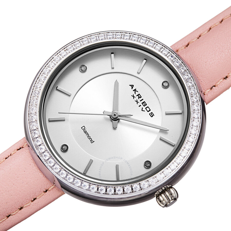 Akribos XXIV Quartz Diamond Crystal White Dial Ladies Watch AK1067PK - Dawson Watches #2