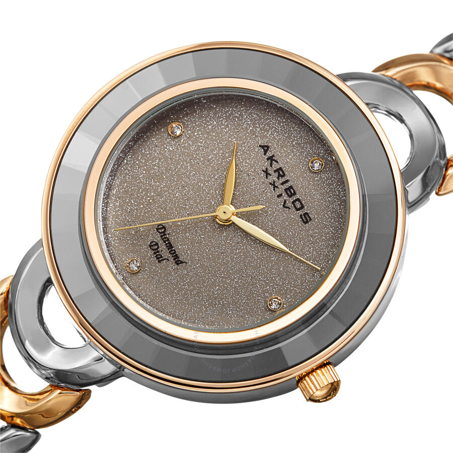 Akribos XXIV Quartz Diamond Silver Dial Ladies Watch AK1088TTG - The Watches Men & Co #2