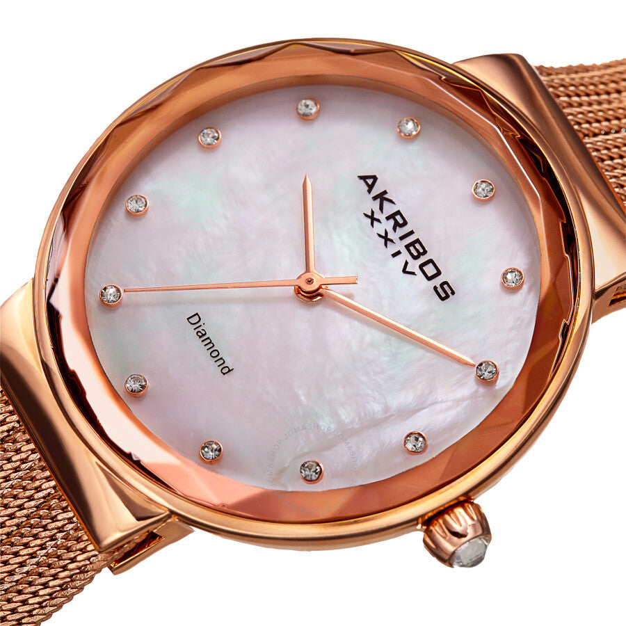 Akribos XXIV Quartz Diamond White Dial Ladies Watch AK1009RG - Dawson Watches #2