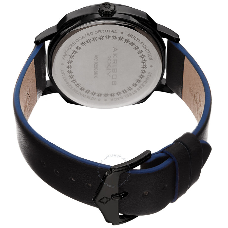Akribos XXIV Quartz Grey Dial Black Leather Men's Watch AK1022BK - The Watches Men & Co #4