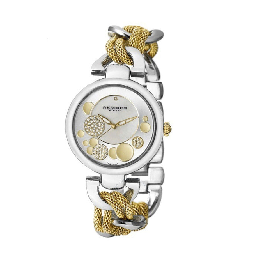 Akribos XXIV Quartz Mother of Pearl Diamond Ladies Watch AK895TTG-BX - The Watches Men & Co