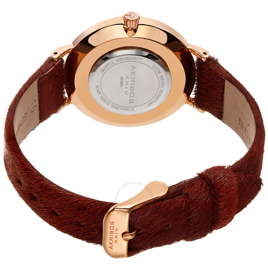 Akribos XXIV Quartz Red Dial Red Leather Ladies Watch AK1081RD - The Watches Men & Co #4