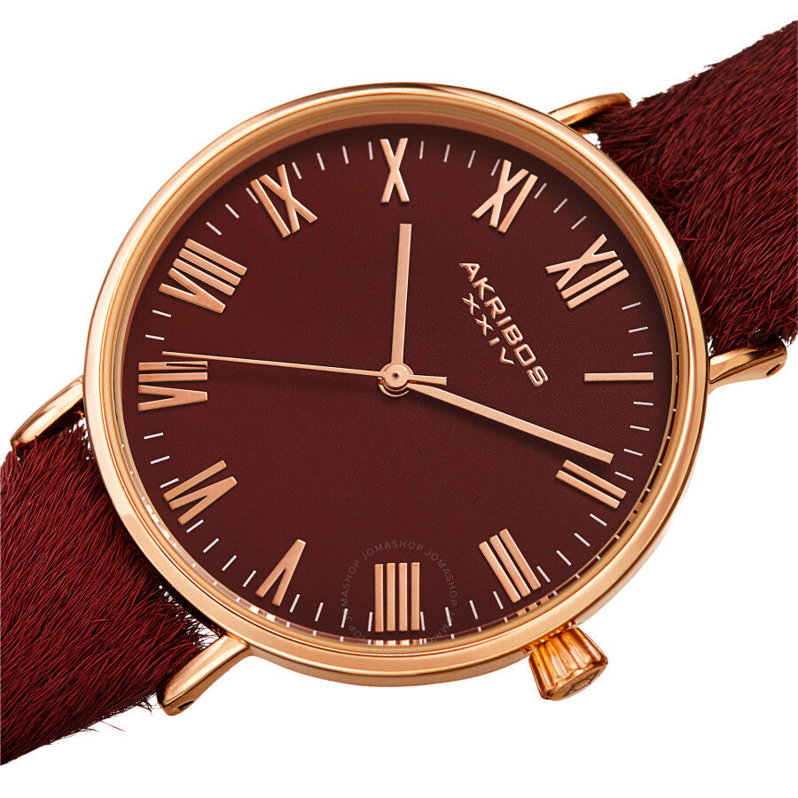 Akribos XXIV Quartz Red Dial Red Leather Ladies Watch AK1081RD - Dawson Watches #2