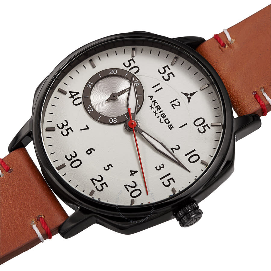 Akribos XXIV Quartz White Dial Brown Leather Men's Watch AK1109BRBK - Dawson Watches #2