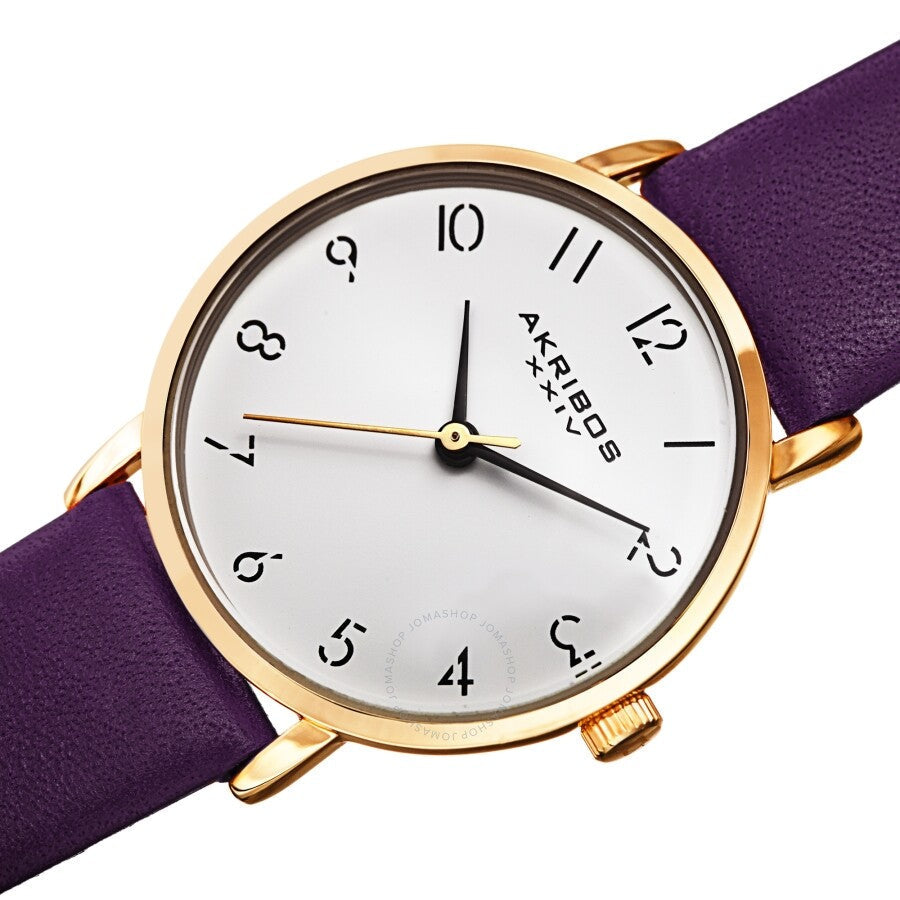 Akribos XXIV Quartz White Dial Ladies Watch AK1087PU - The Watches Men & Co #2
