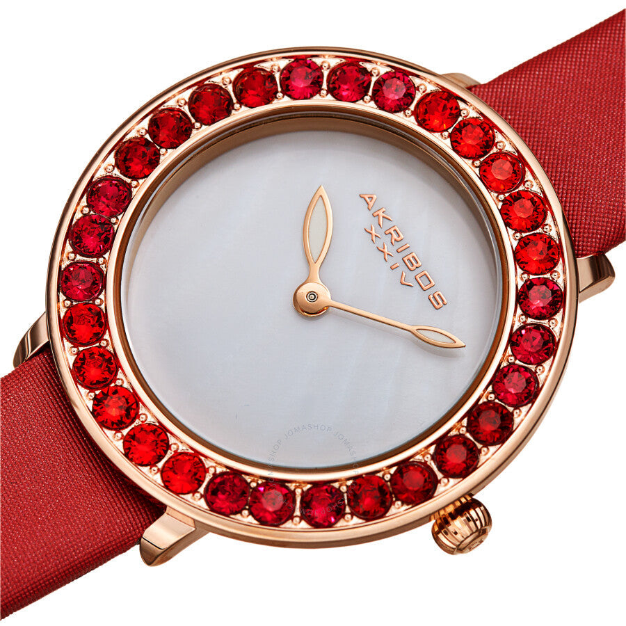 Akribos XXIV Quartz White Dial Red Leather Ladies Watch AK1093RD - Dawson Watches #2