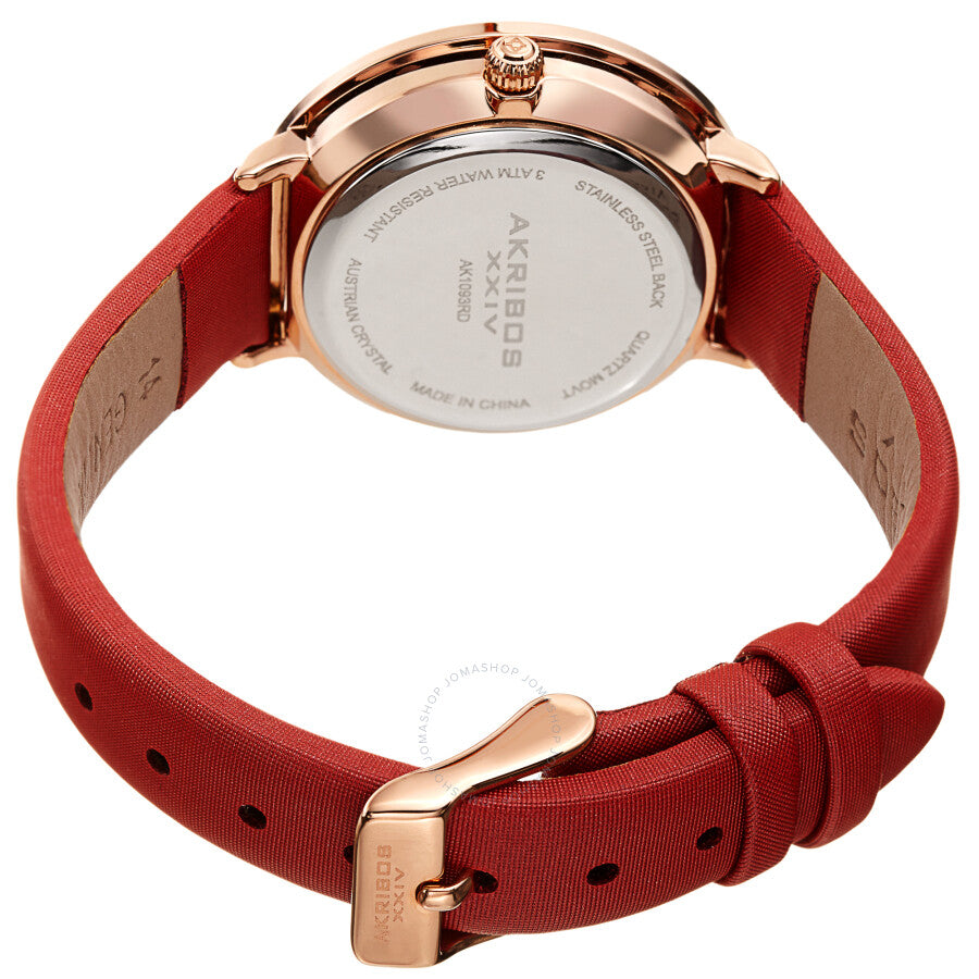 Akribos XXIV Quartz White Dial Red Leather Ladies Watch AK1093RD - Dawson Watches #4