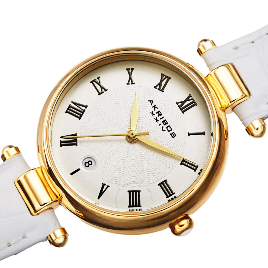 Akribos XXIV Quartz White Dial White Leather Ladies Watch AK1070WT - Dawson Watches #2