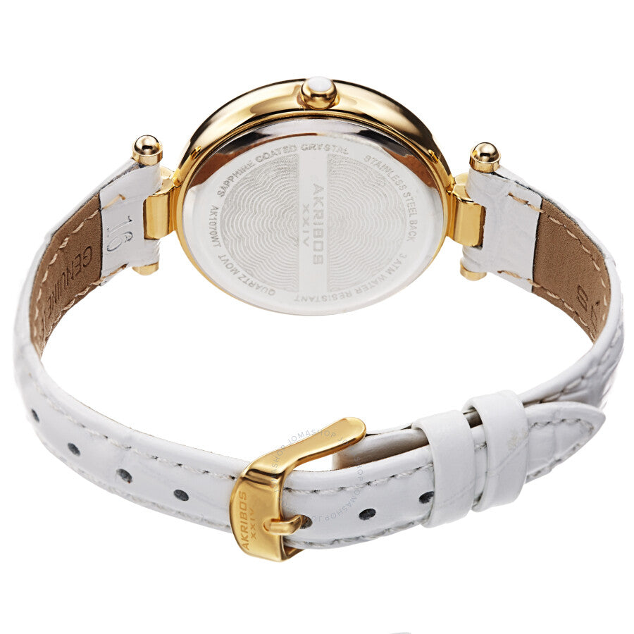 Akribos XXIV Quartz White Dial White Leather Ladies Watch AK1070WT - Dawson Watches #4