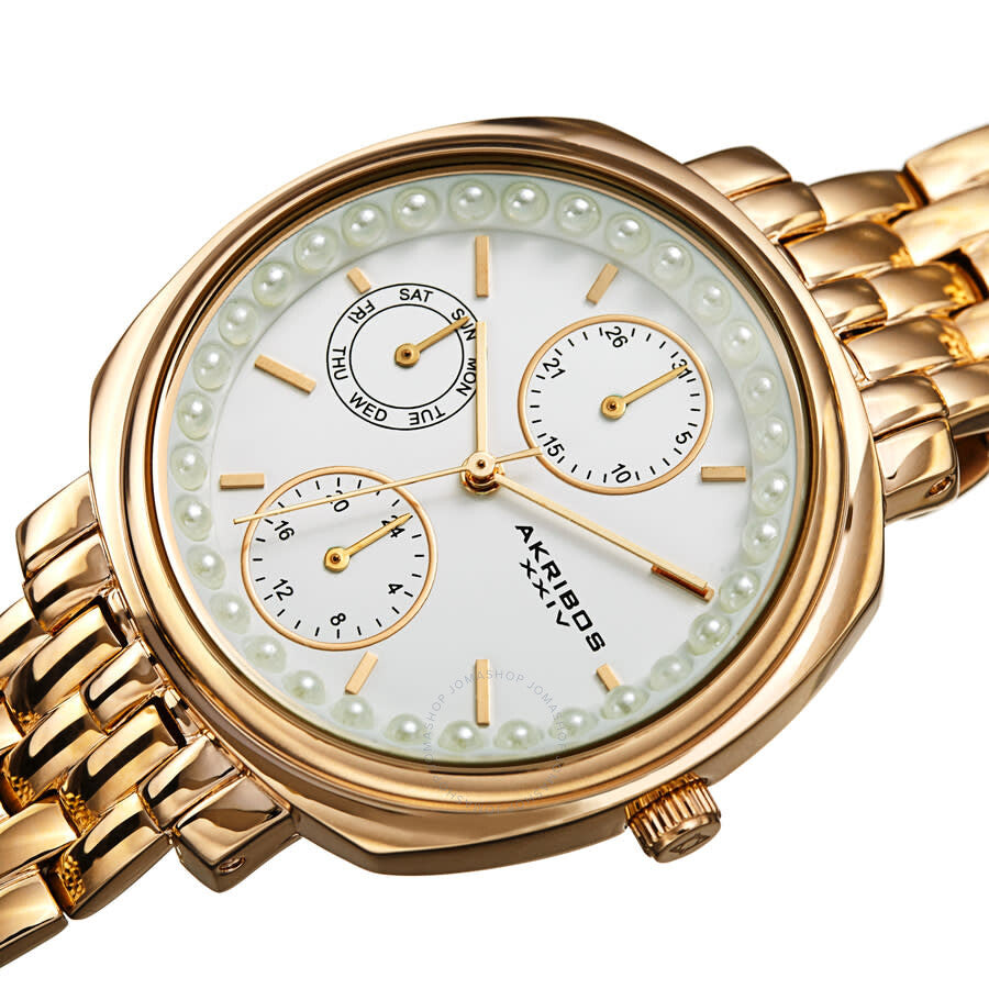 Akribos XXIV Quartz White Dial Yellow Gold-tone Ladies Watch AK1114YG - Dawson Watches #2