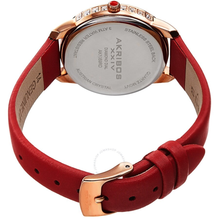 Akribos XXIV Red Dial Red Leather Ladies Watch AK1059RD - Dawson Watches #4