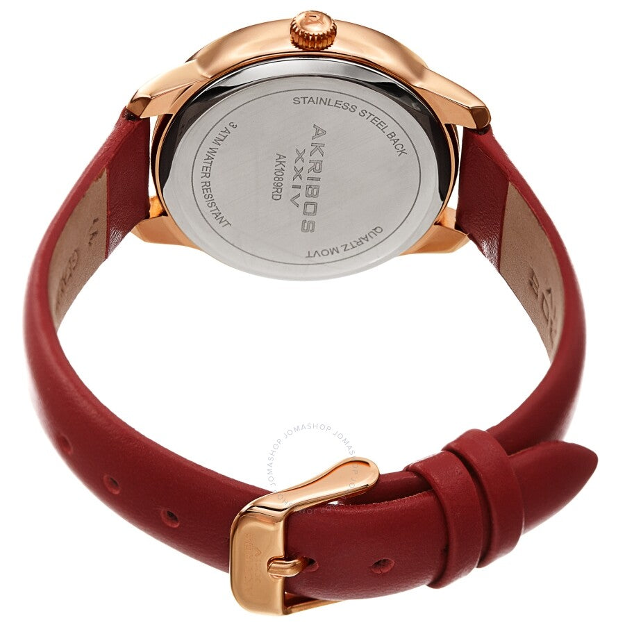 Akribos XXIV Quartz Red Crystal-set Dial Ladies Watch AK1089RD - Dawson Watches #4