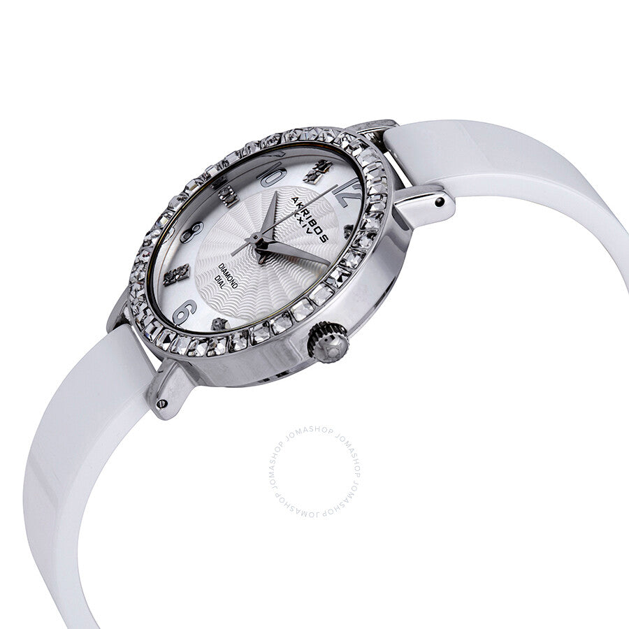 Akribos XXIV Silver Dial White Ceramic Ladies Watch AK758SSW - Dawson Watches #2