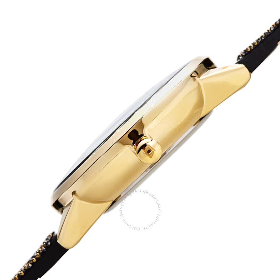 Akribos XXIV Swarovski Crystal Fabrics Quartz Gold Dial Ladies Watch P50105 - Dawson Watches #3