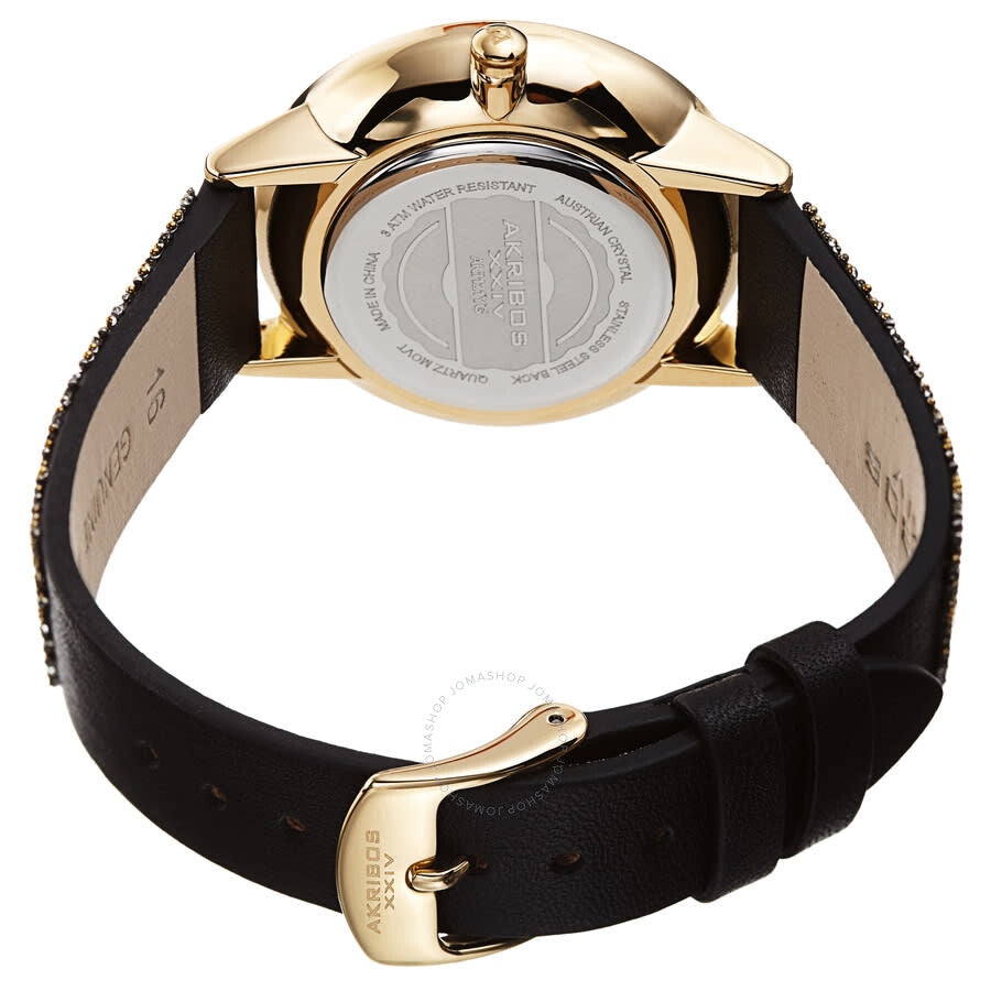 Akribos XXIV Swarovski Crystal Fabrics Quartz Gold Dial Ladies Watch P50105 - Dawson Watches #4