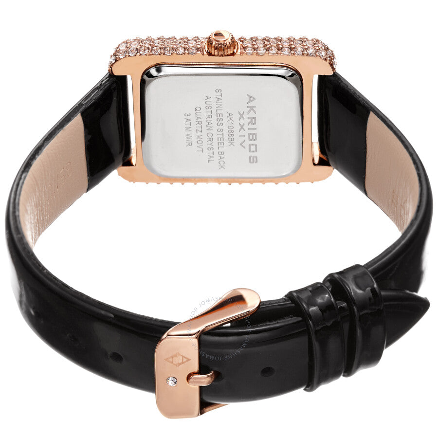 Akribos XXIV White Dial Black Leather Ladies Watch AK1068BK - Dawson Watches #4