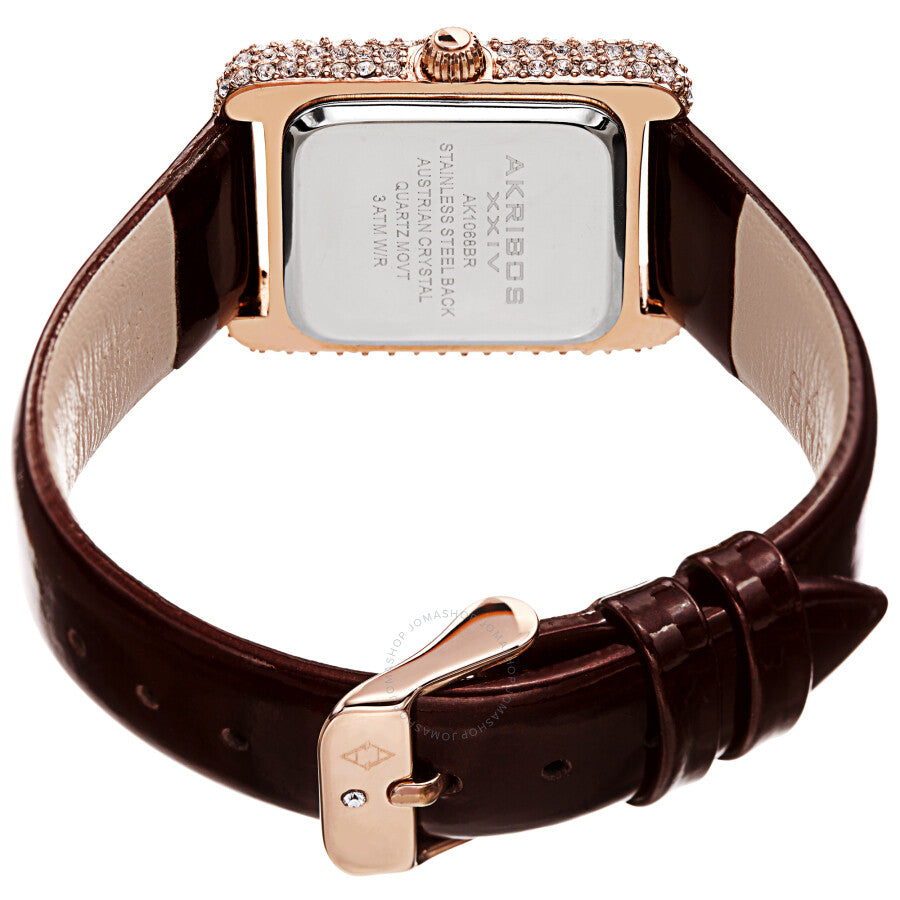 Akribos XXIV White Dial Brown Leather Ladies Watch AK1068BR - Dawson Watches #4
