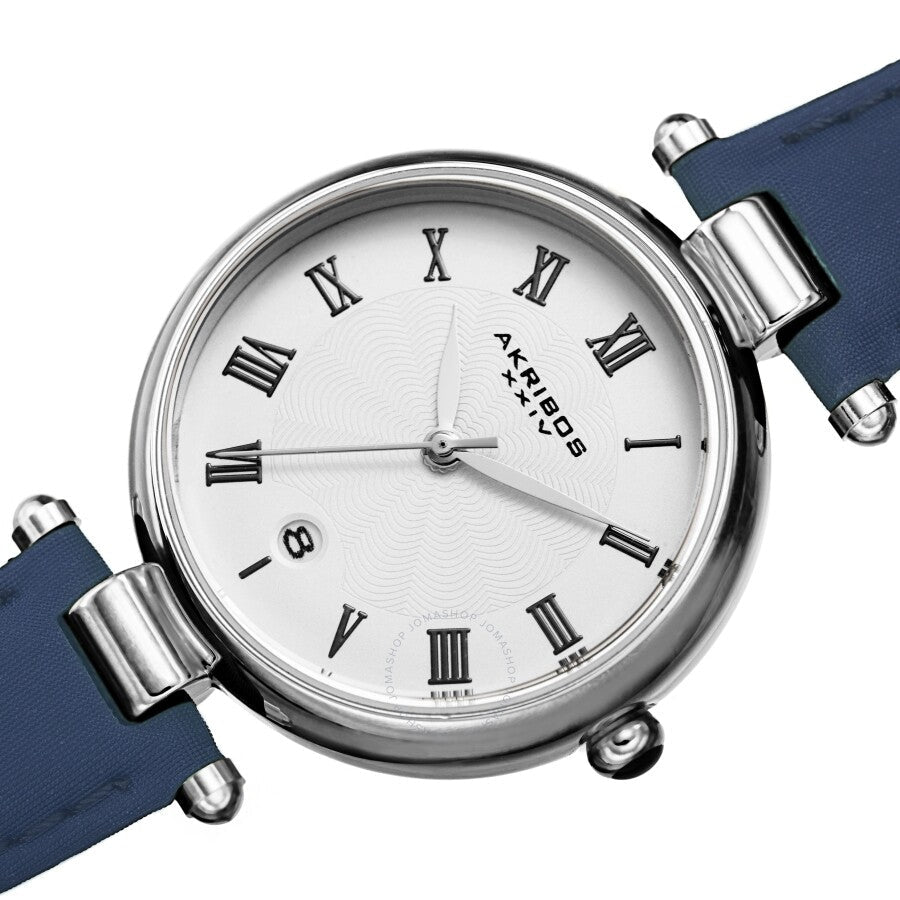 Akribos XXIV Quartz White Dial Blue Leather Ladies Watch AK1070BU - Dawson Watches #2