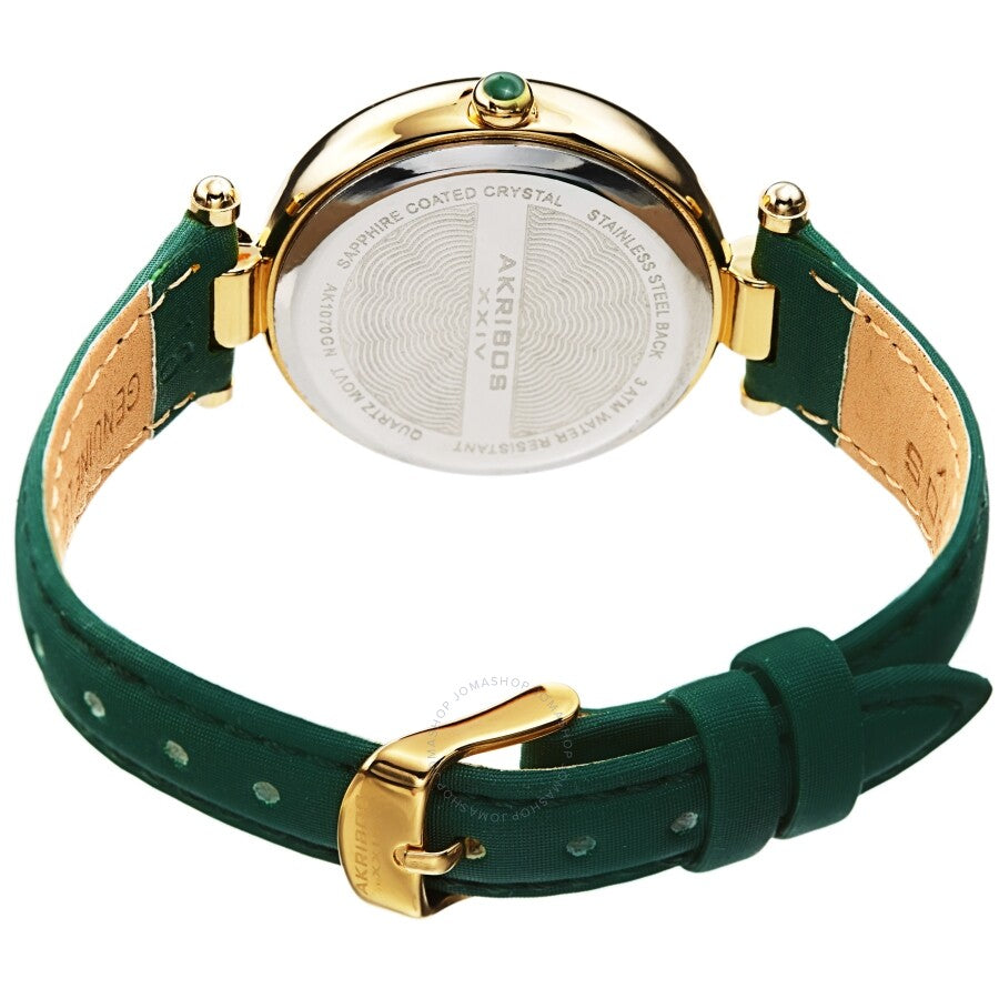 Akribos XXIV Quartz White Dial Green Leather Ladies Watch AK1070GN - Dawson Watches #4
