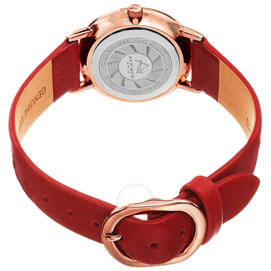 Akribos XXIV Quartz White Dial Red Leather Ladies Watch AK1087RD - Dawson Watches #4
