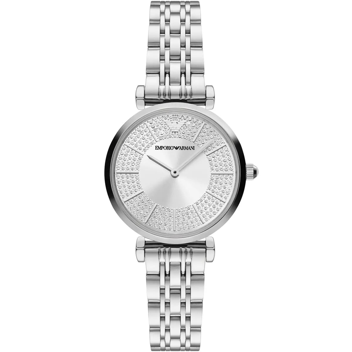 Emporio Armani Gianni T-Bar Sunray Silver Crystal Silver Women's Watch - AR11445