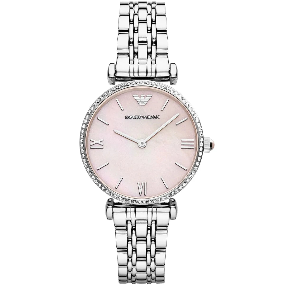 Emporio Armani Gianni T-Bar Pink Dial Silver Women's Watch - AR1779