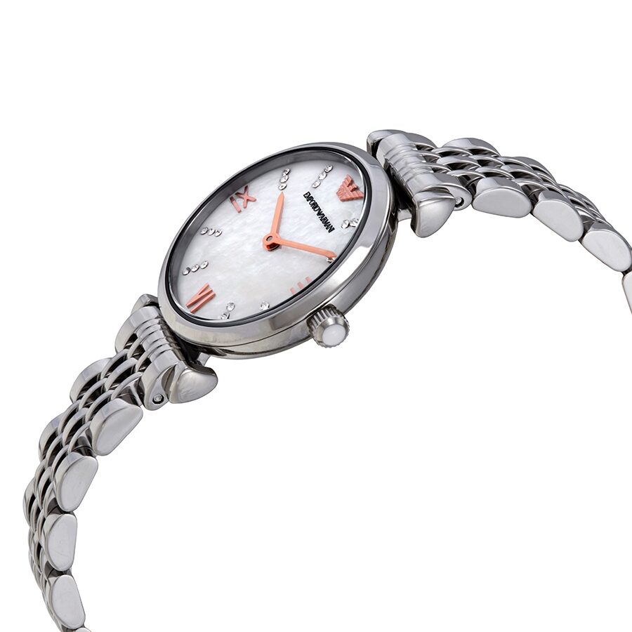 Emporio Armani Gianni T-Bar Quartz Crystal White Mother of Pearl Dial Ladies Watch #AR11204 - Dawson Watches #2