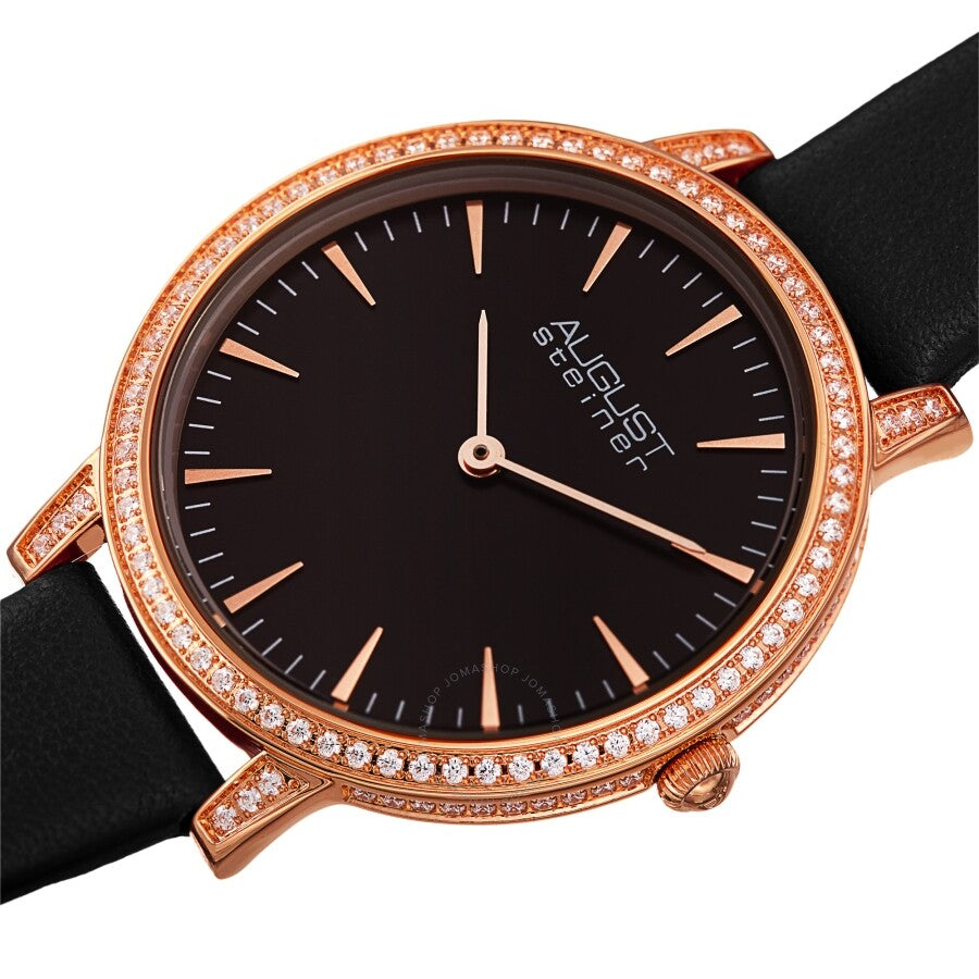 August Steiner Quartz Crystal Black Dial Ladies Watch AS8274BKR - Dawson Watches #2