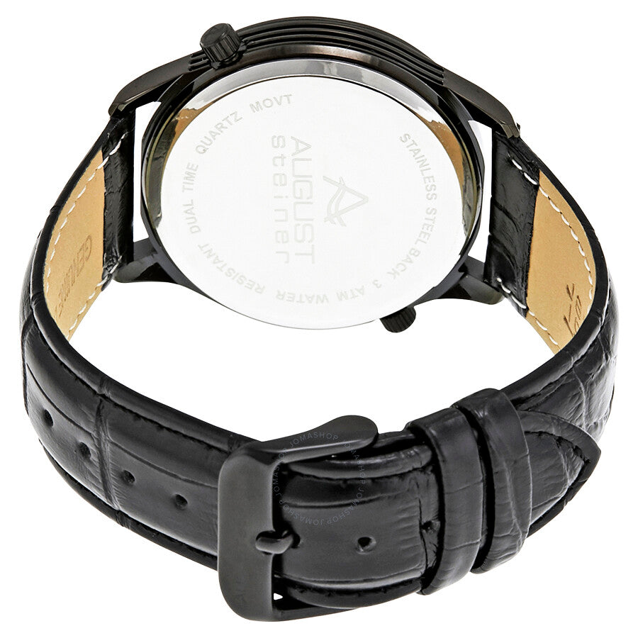 August Steiner Black Dual Time Dial Men's Watch AS8010BK - Dawson Watches #3