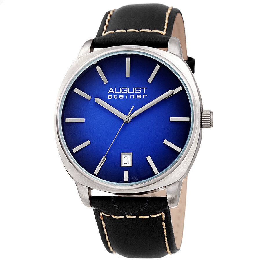 August Steiner Blue Dial Black Leather Men's Watch AS8245BUBK