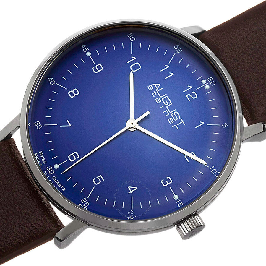 August Steiner Blue Dial Brown Leather Men's Watch AS8090BR - Dawson Watches #2