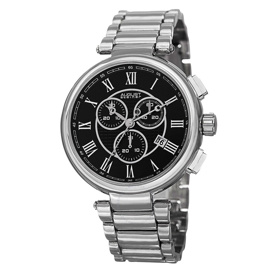 August Steiner Chronograph Black Dial Men's Watch AS8148SSB - Dawson Watches