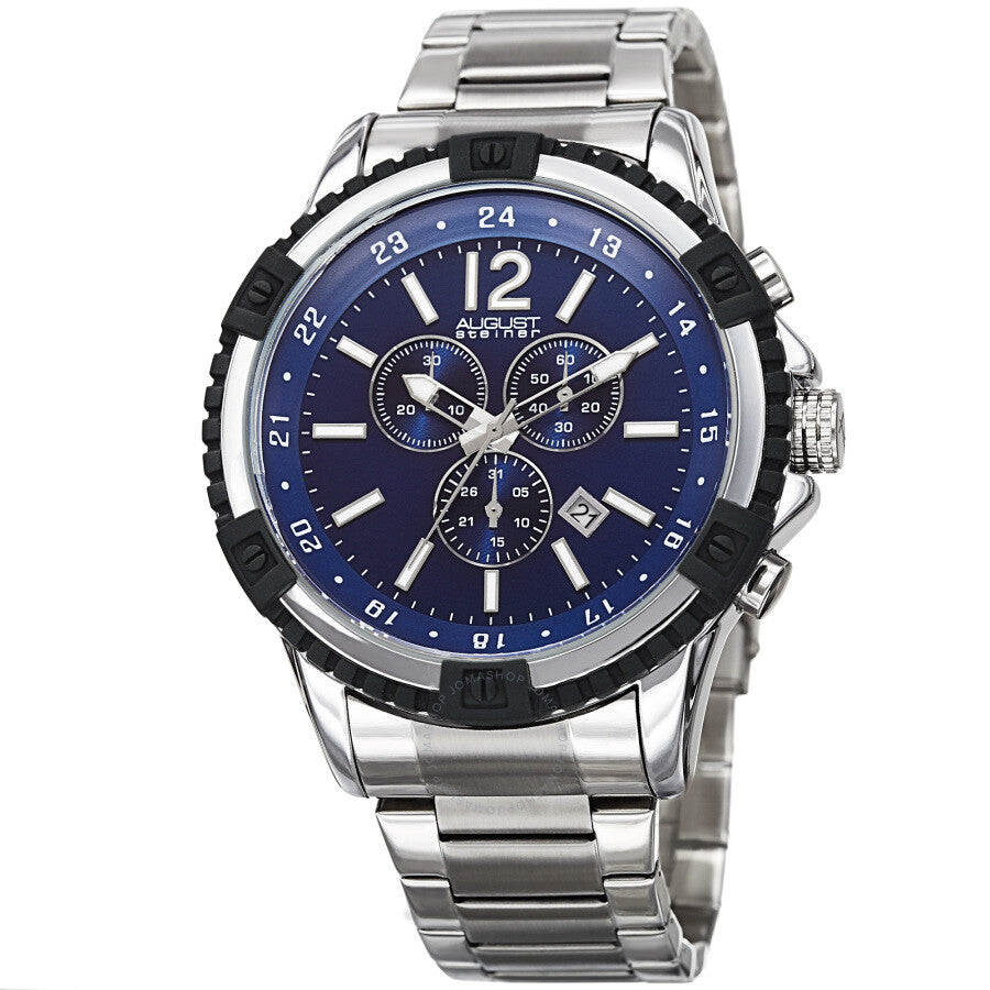 August Steiner Chronograph Blue Dial Men's Watch AS8229SSBU - The Watches Men & Co