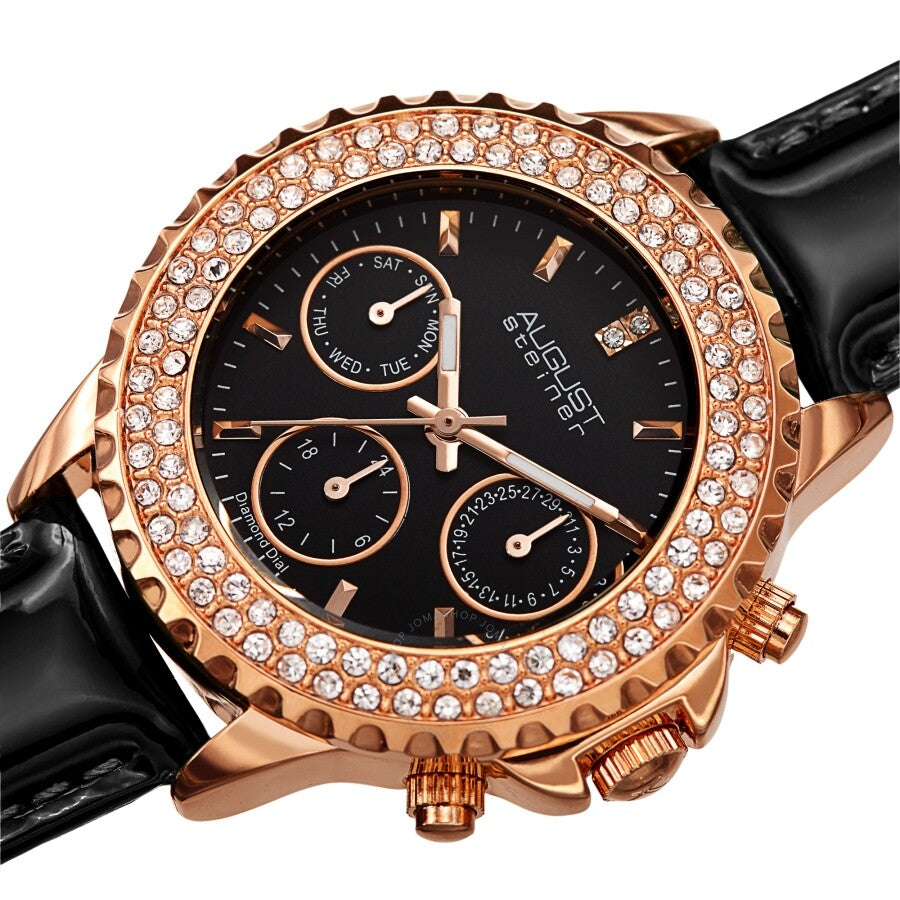August Steiner Chronograph Quartz Diamond Crystal Black Dial Ladies Watch AS8267BK - Dawson Watches #2