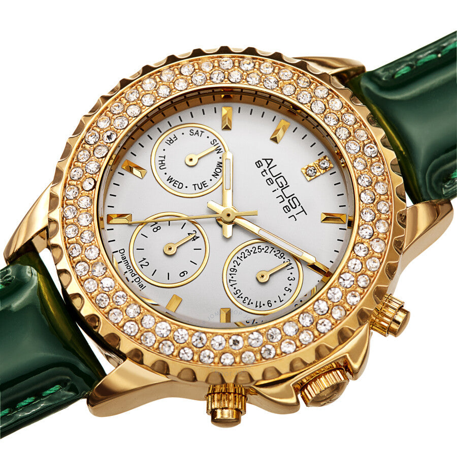 August Steiner Diamond White Dial Ladies Watch AS8267GN - The Watches Men & Co #2