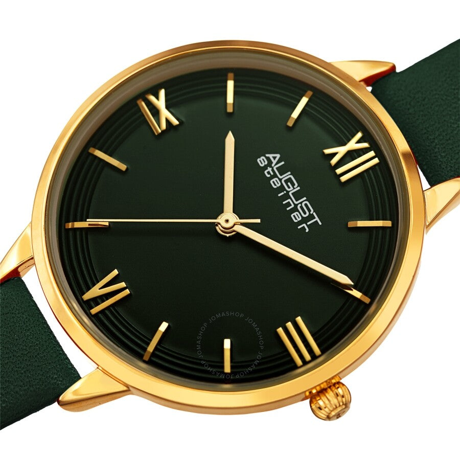 August Steiner Quartz Green Dial Green Leather Ladies Watch AS8263GN - Dawson Watches #2