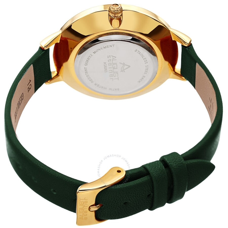 August Steiner Quartz Green Dial Green Leather Ladies Watch AS8263GN - Dawson Watches #4