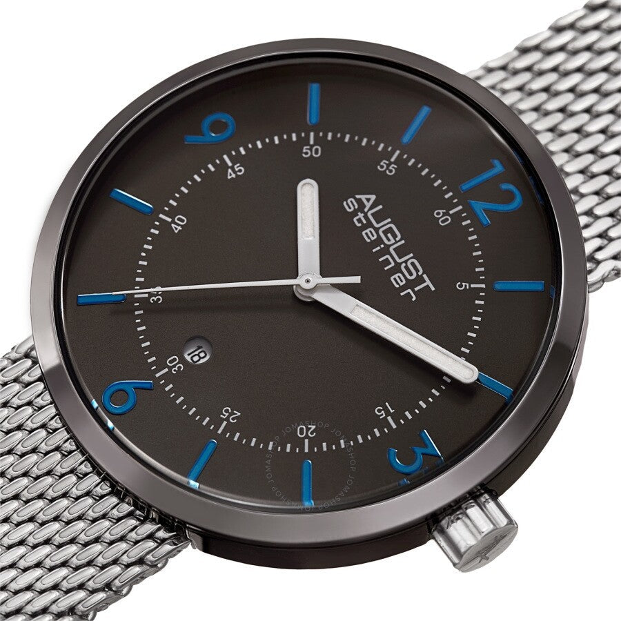 August Steiner Quartz Grey Dial Silver-tone Mesh Men's Watch AS8204SSGN - Dawson Watches #2