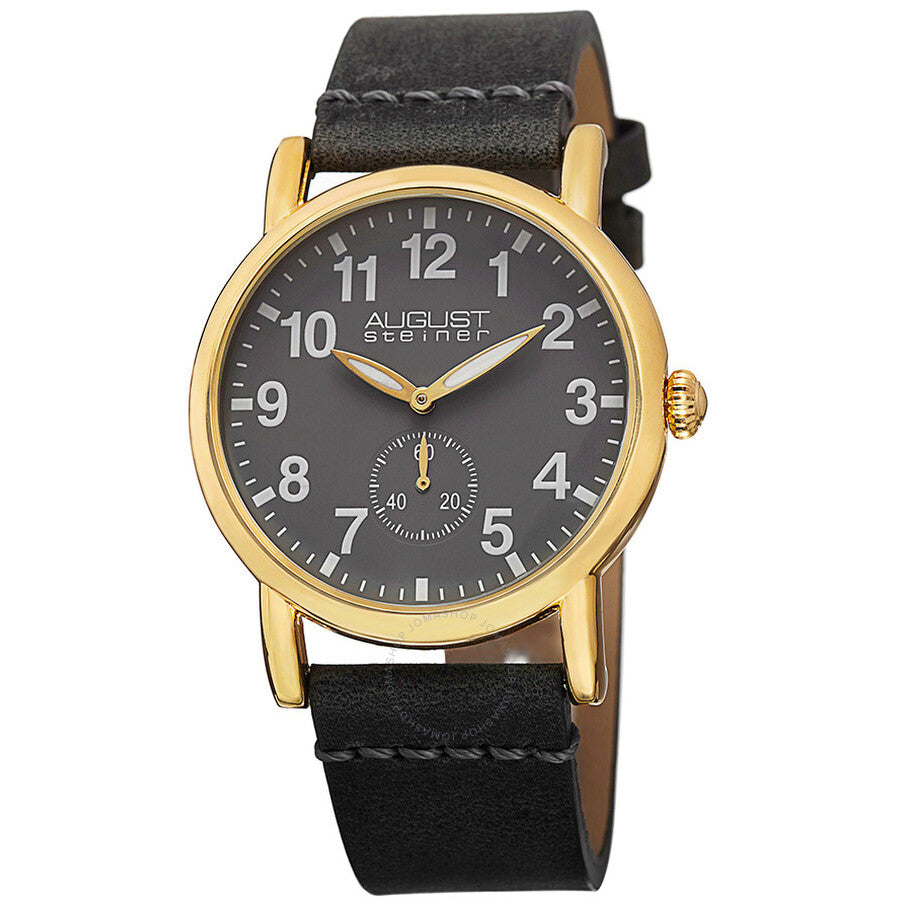 August Steiner Grey Black Leather Ladies Watch AS8110YG - Dawson Watches