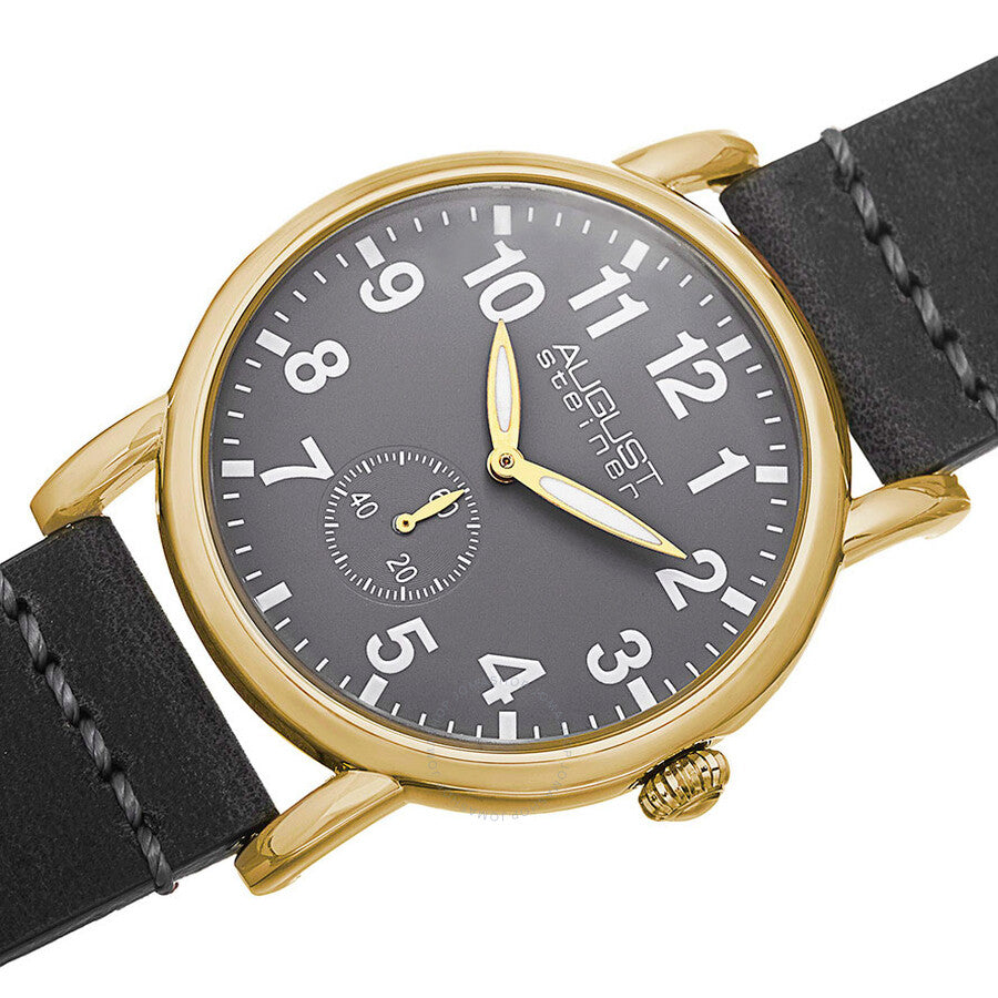 August Steiner Grey Black Leather Ladies Watch AS8110YG - Dawson Watches #2