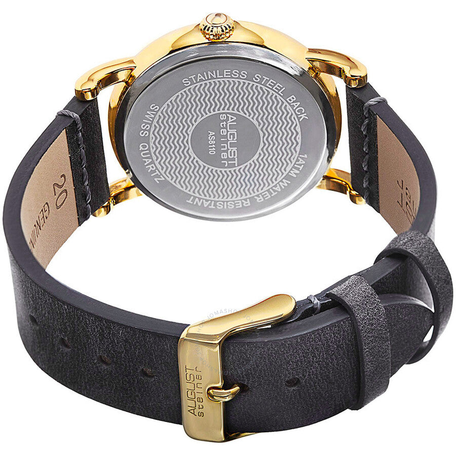 August Steiner Grey Black Leather Ladies Watch AS8110YG - Dawson Watches #4