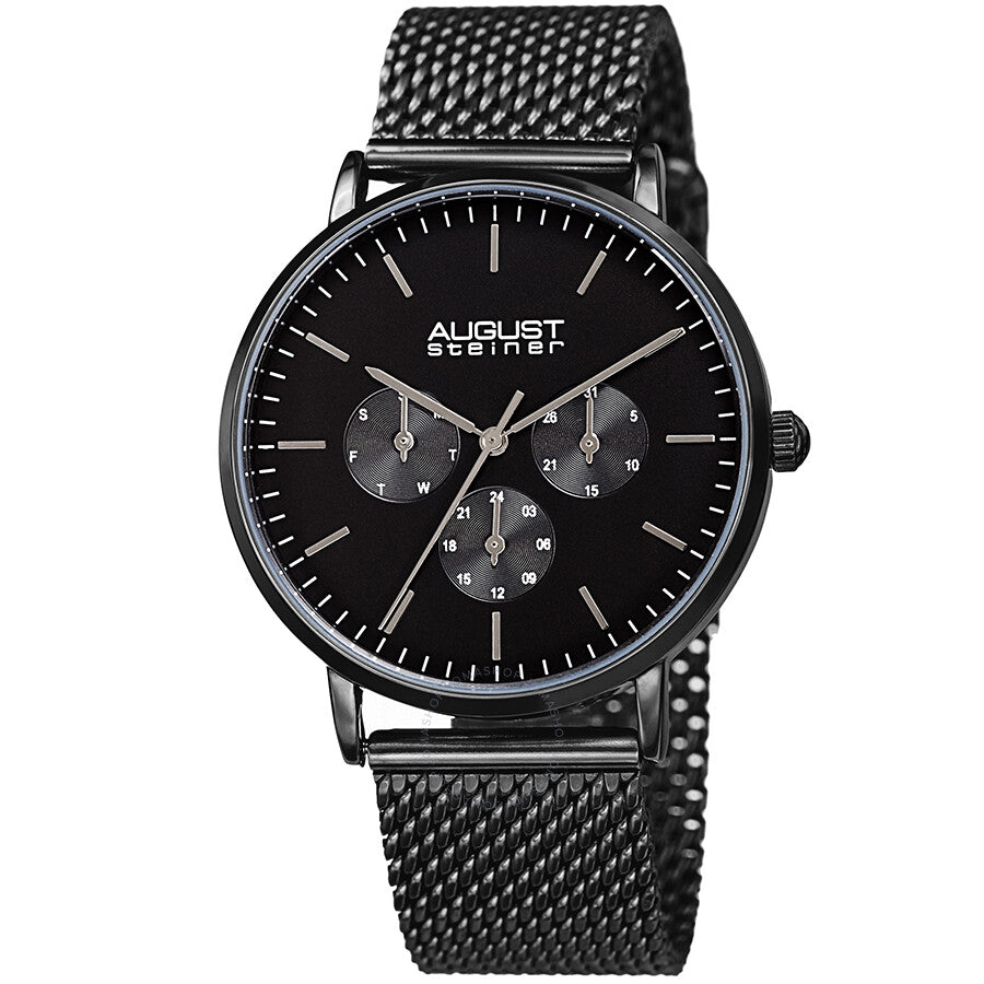 August Steiner Mesh Bracelet Black Dial Men's Watch AS8255BK - Dawson Watches
