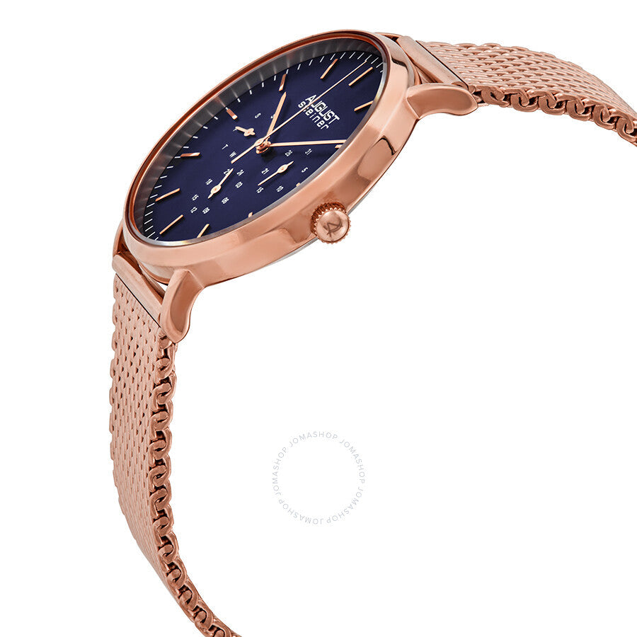 August Steiner Mesh Bracelet Blue Dial Men's Watch AS8255RGBU - Dawson Watches #2