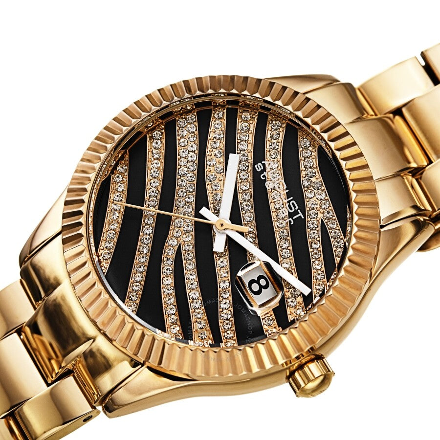 August Steiner Quartz Black & Gold Zebra Pattern Dial Ladies Watch AS8276YG - Dawson Watches #2