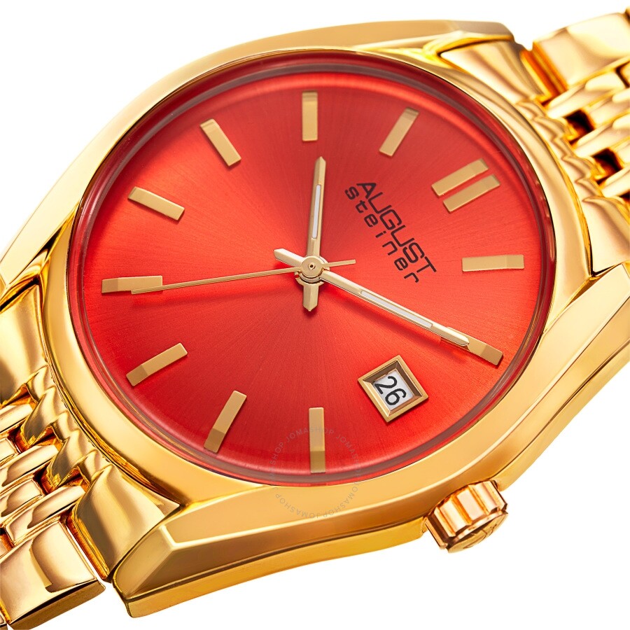August Steiner Quartz Orange Dial Ladies Watch AS8235YGOR - Dawson Watches #2