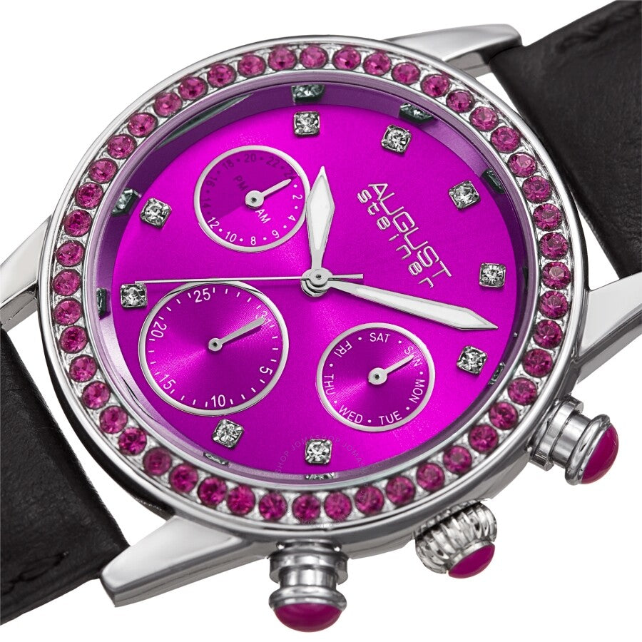 August Steiner Quartz Crystal Purple Dial Ladies Watch AS8236PK - Dawson Watches #2