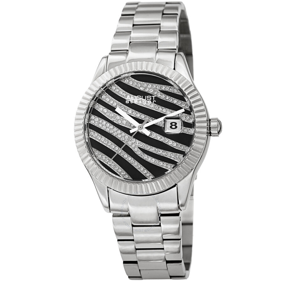 August Steiner Quartz Black & Silver Zebra Pattern Dial Ladies Watch AS8276SS - Dawson Watches