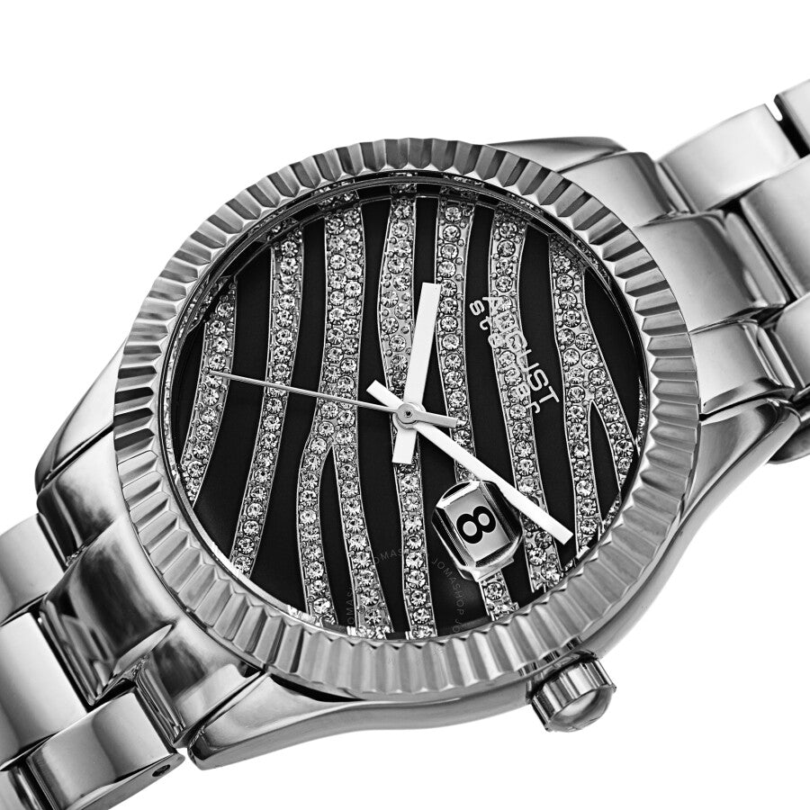 August Steiner Quartz Black & Silver Zebra Pattern Dial Ladies Watch AS8276SS - Dawson Watches #2