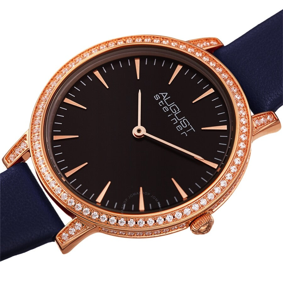 August Steiner Quartz Crystal Black Dial Ladies Watch AS8274BU - The Watches Men & Co #2
