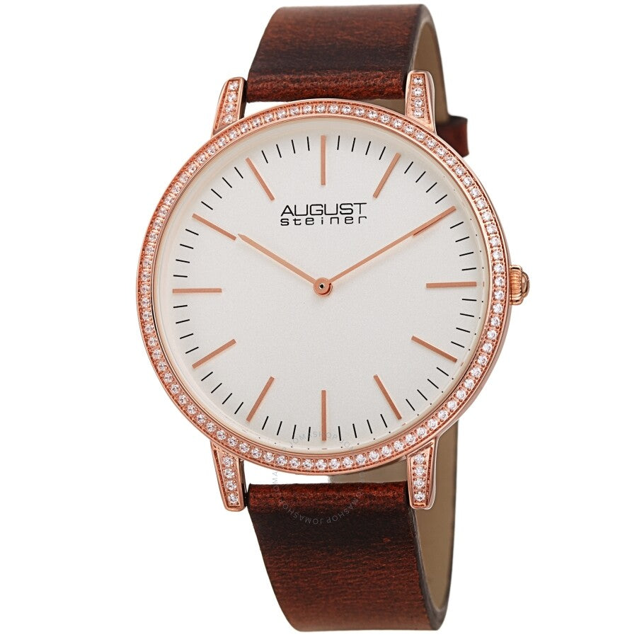 August Steiner Quartz Crystal White Dial Men's Watch AS8273BR - The Watches Men & Co